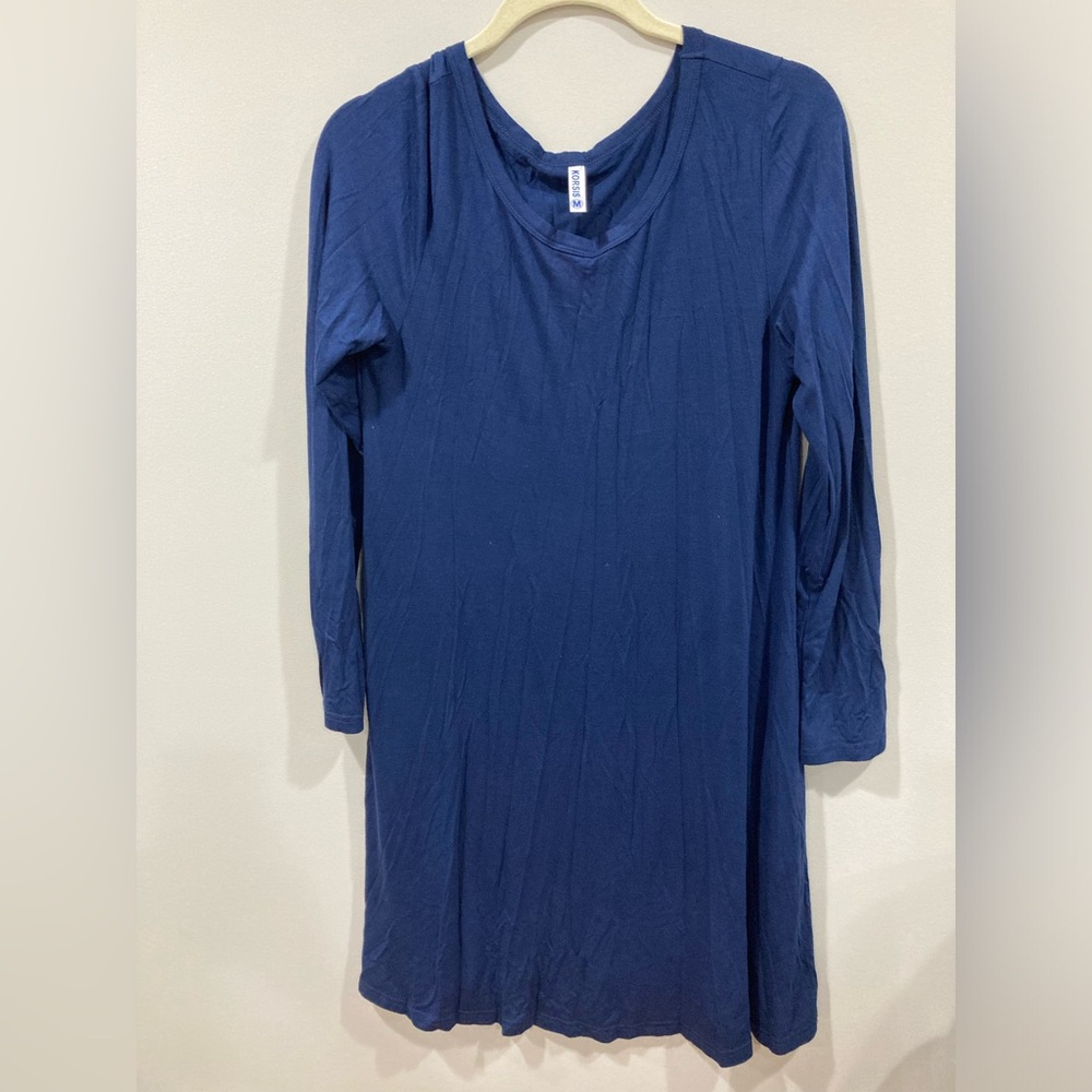 Korsis Blue Long Sleeve Dress T-Shirt Dress Medium